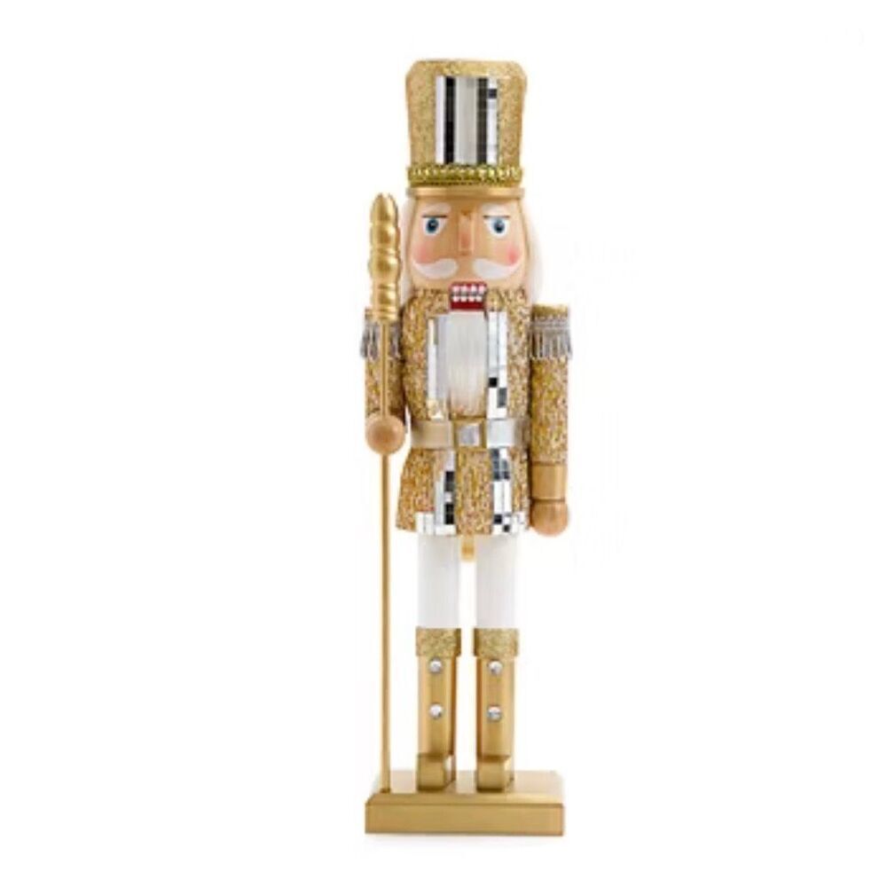 Gold Glitter Disco Hat Soldier Nutcracker 14” North Pole Christmas Home Decor